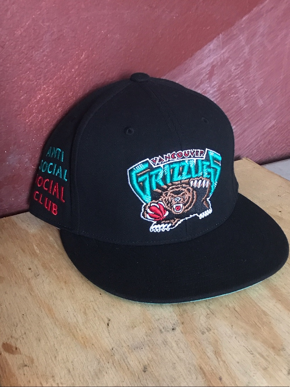 Anti Social Social Club Vancouver Grizzlies Black Snapback Hat with Teal Accent